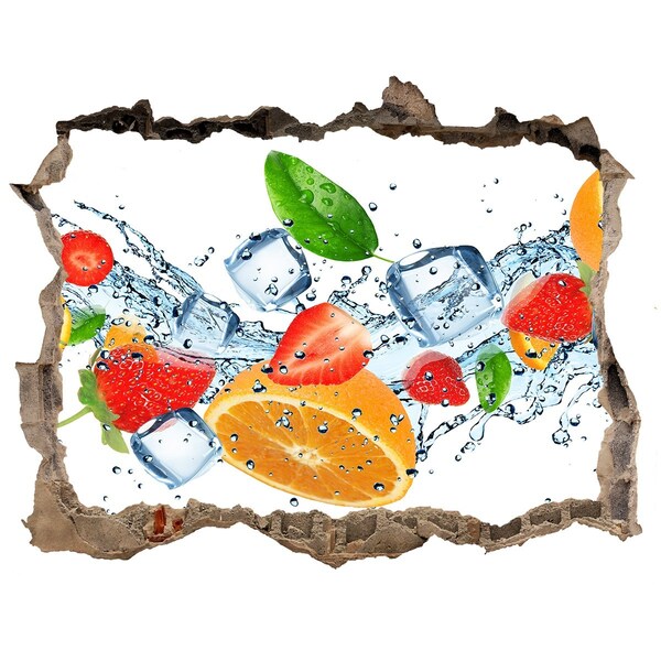 Autocolant un zid spart cu priveliște Cocktail de fructe într-o explozie de apă