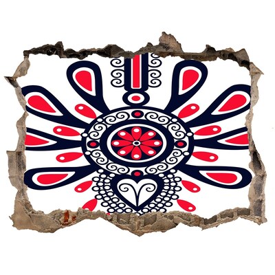 Fototapet un zid spart cu priveliște Model etnic colorat într-o gaură din perete