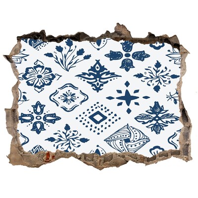 Fototapet un zid spart cu priveliște Modele florale pe perete