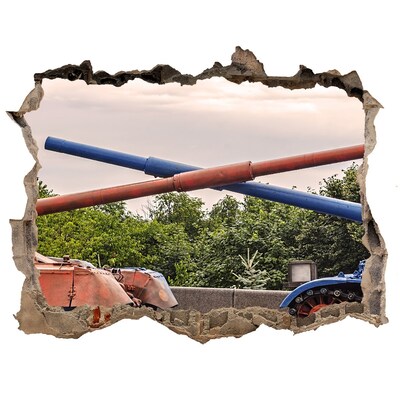 Autocolant autoadeziv gaură Bătălie de tancuri în ruine