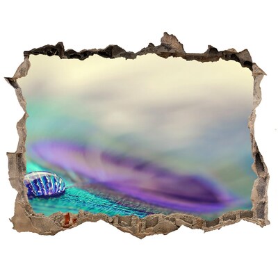 Autocolant de perete gaură 3D O picătură pe pana unui păun