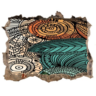 Autocolant 3D gaura cu priveliște Modele colorate pe un fundal de piatră