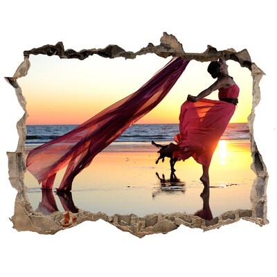 Fototapet un zid spart cu priveliște Dansând pe plajă la apus