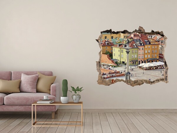 Autocolant 3D gaura cu priveliște Piața Orașului Vechi din Varșovia