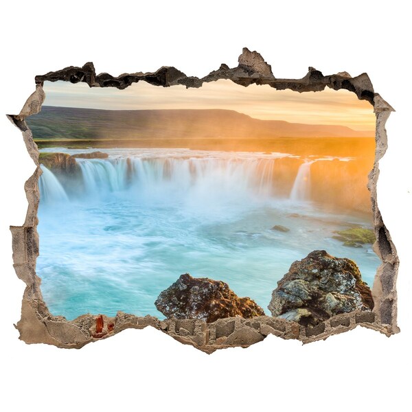 Autocolant 3D gaura cu priveliște Cascadă în soarele care apune