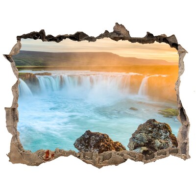Autocolant 3D gaura cu priveliște Cascadă în soarele care apune