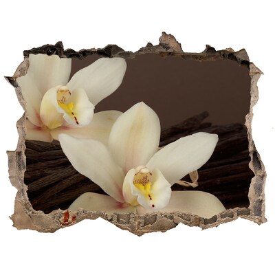 Autocolant de perete gaură 3D Flori de orhidee într-un perete deteriorat