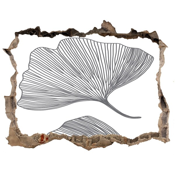 Autocolant de perete gaură 3D Frunze în beton