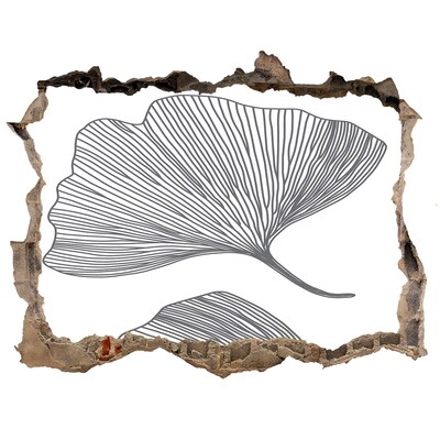 Autocolant de perete gaură 3D Frunze în beton