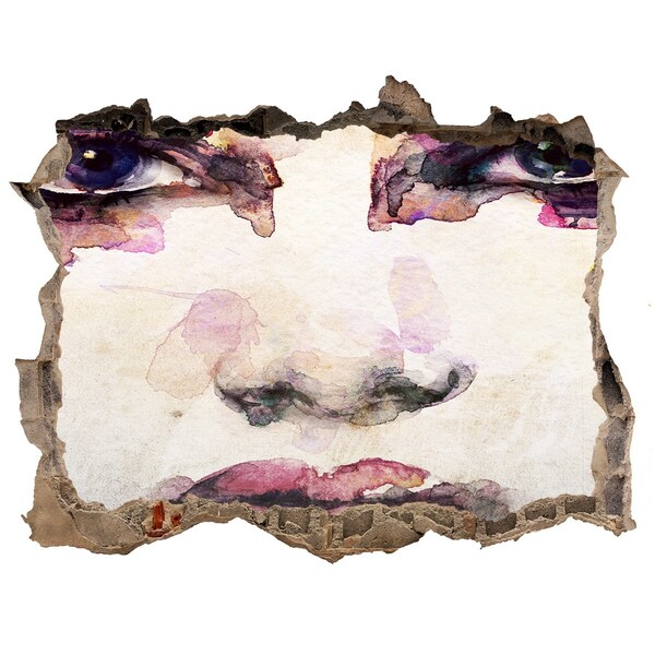 Autocolant 3D gaura cu priveliște Fața din zidul distrus