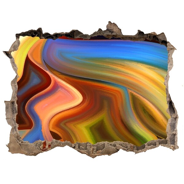 Autocolant de perete gaură 3D Un peisaj colorat într-o gaură din perete