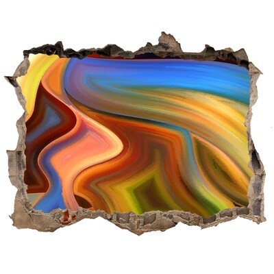 Autocolant de perete gaură 3D Un peisaj colorat într-o gaură din perete