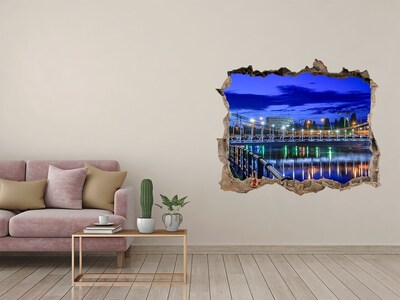 Autocolant 3D gaura cu priveliște Vedere nocturnă a podului și a râului