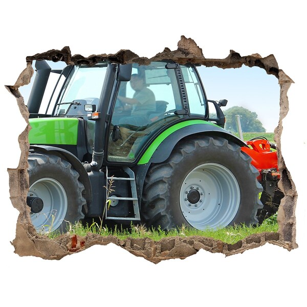 Autocolant de perete gaură 3D Tractor în acțiune