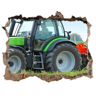Autocolant de perete gaură 3D Tractor în acțiune