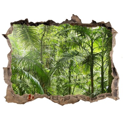 Fototapet un zid spart cu priveliște Jungla tropicală din spatele zidului