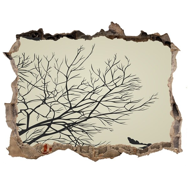 Autocolant 3D gaura cu priveliște Pădurea moartă din spatele zidului distrus