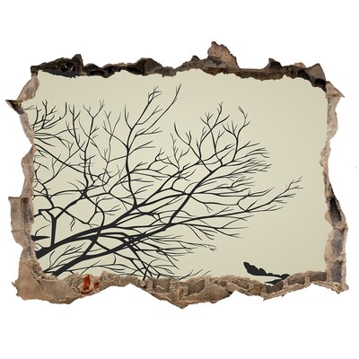 Autocolant 3D gaura cu priveliște Pădurea moartă din spatele zidului distrus