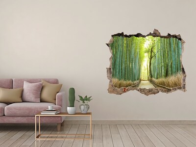 Fototapet 3D gaură în perete Pădurea de bambus la soare