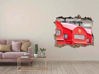 Autocolant 3D gaura cu priveliște Cabine telefonice britanice