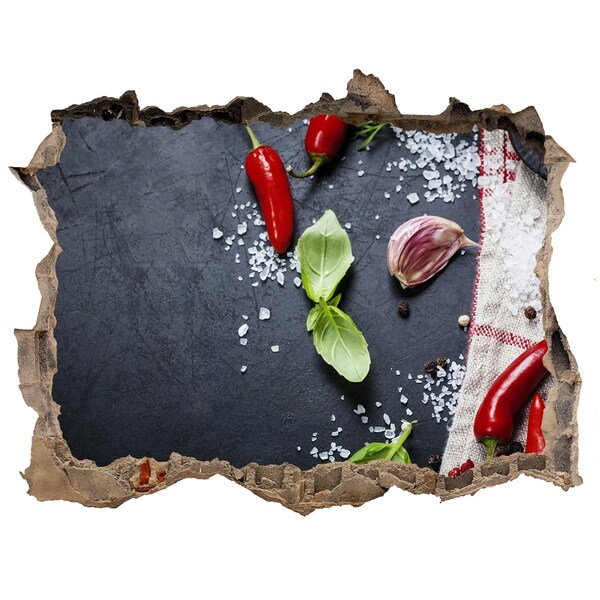 Fototapet 3D gaură în perete O bucătărie plină de savoare