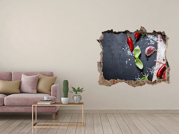 Fototapet 3D gaură în perete O bucătărie plină de savoare