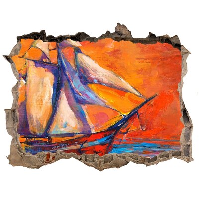 Fototapet 3D gaură în perete Apus de soare pe mare