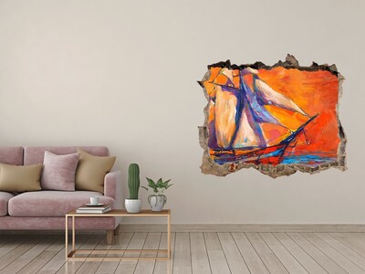 Fototapet 3D gaură în perete Apus de soare pe mare