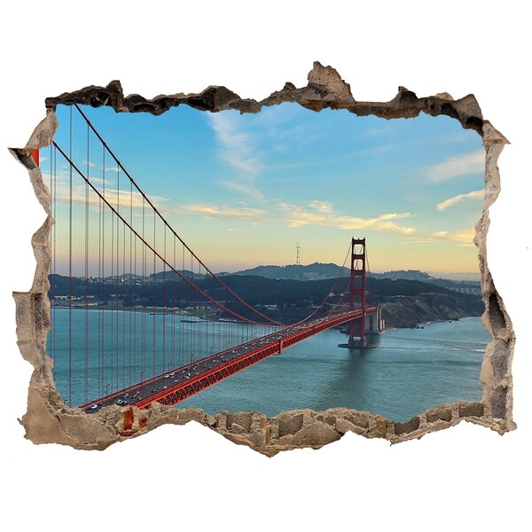 Fototapet un zid spart cu priveliște Podul Golden Gate din San Francisco