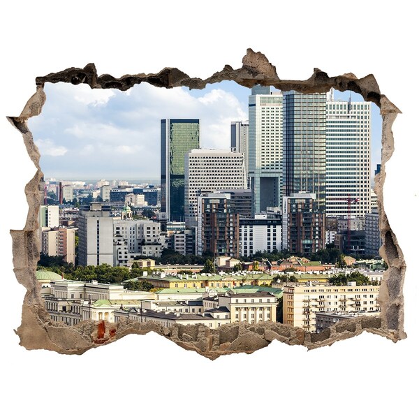 Autocolant autoadeziv gaură Vedere a orașului modern