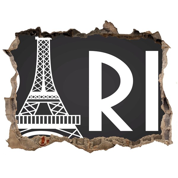 Autocolant gaură 3D Turnul Eiffel în ruine