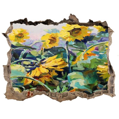 Fototapet un zid spart cu priveliște Flori de floarea-soarelui în grădină