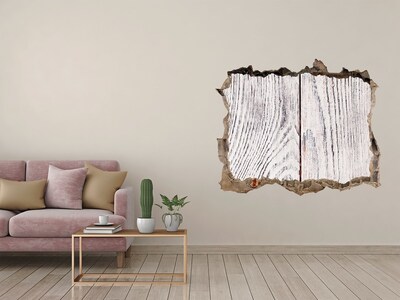 Fototapet un zid spart cu priveliște Placă de lemn într-un perete deteriorat