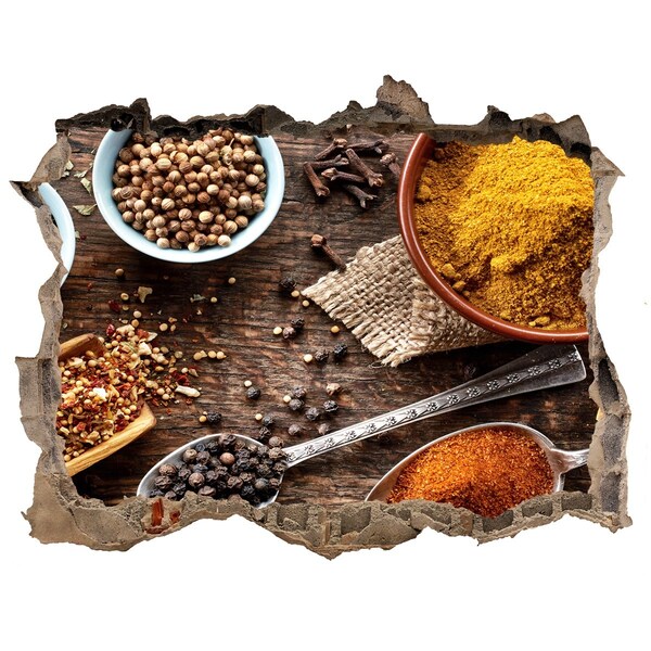 Autocolant de perete gaură 3D Condimente de bucătărie