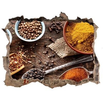 Autocolant de perete gaură 3D Condimente de bucătărie