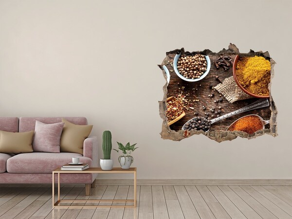 Autocolant de perete gaură 3D Condimente de bucătărie