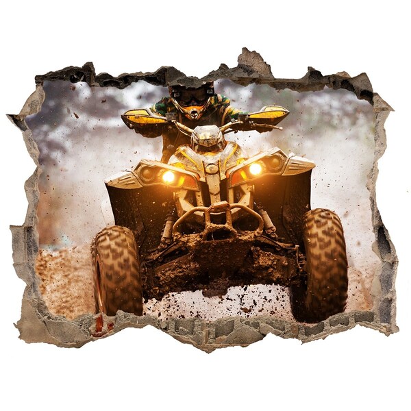 Autocolant de perete gaură 3D ATV-ul de raliu în acțiune