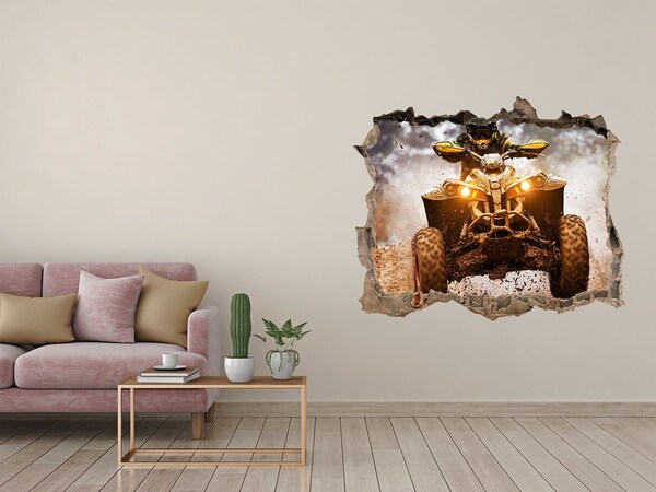 Autocolant de perete gaură 3D ATV-ul de raliu în acțiune