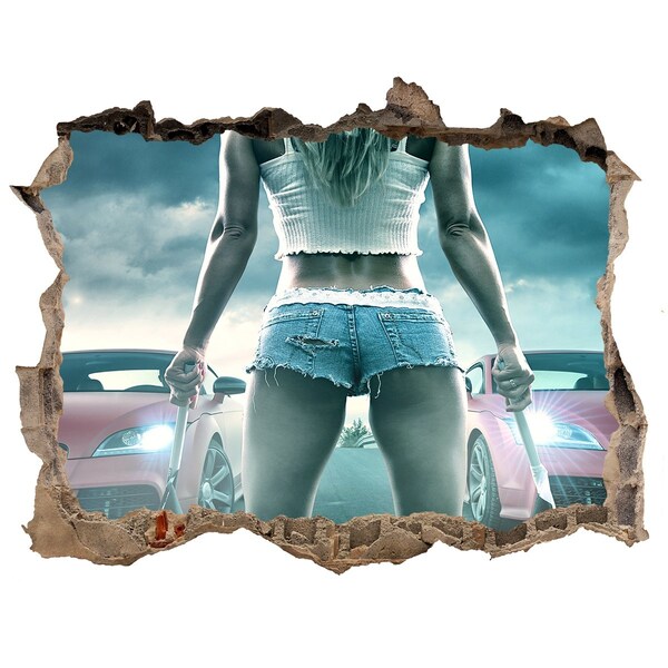 Autocolant un zid spart cu priveliște Emoții de curse