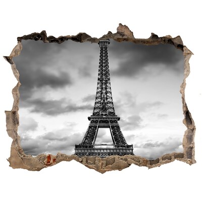 Autocolant un zid spart cu priveliște Turnul eiffel din paris