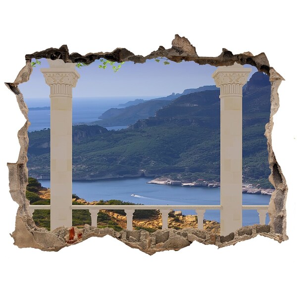 Autocolant de perete gaură 3D Vedere a golfului pitoresc