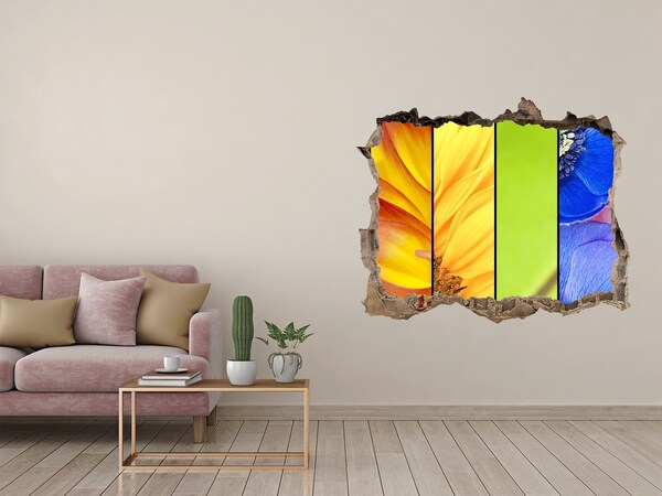 Autocolant gaură 3D Lumea florală din spatele peretelui