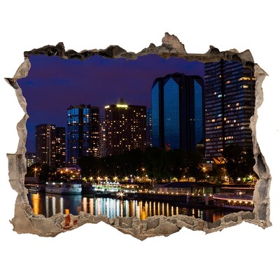 Autocolant autoadeziv gaură Panoramă nocturnă a orașului