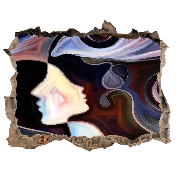 Autocolant 3D gaura cu priveliște Fețe în haosul culorilor