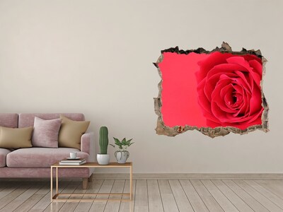 Autocolant 3D gaura cu priveliște Trandafir roșu