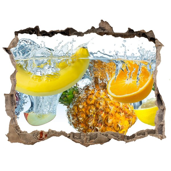 Autocolant 3D gaura cu priveliște Cascadă de fructe în beton