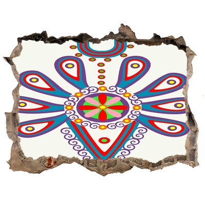 Autocolant de perete gaură 3D Un model colorat pe fundalul unui perete deteriorat