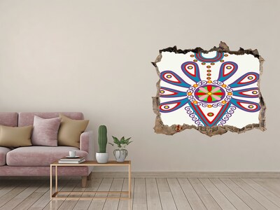 Autocolant de perete gaură 3D Un model colorat pe fundalul unui perete deteriorat