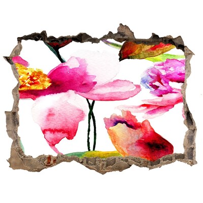 Autocolant de perete gaură 3D Grădina de flori din spatele zidului