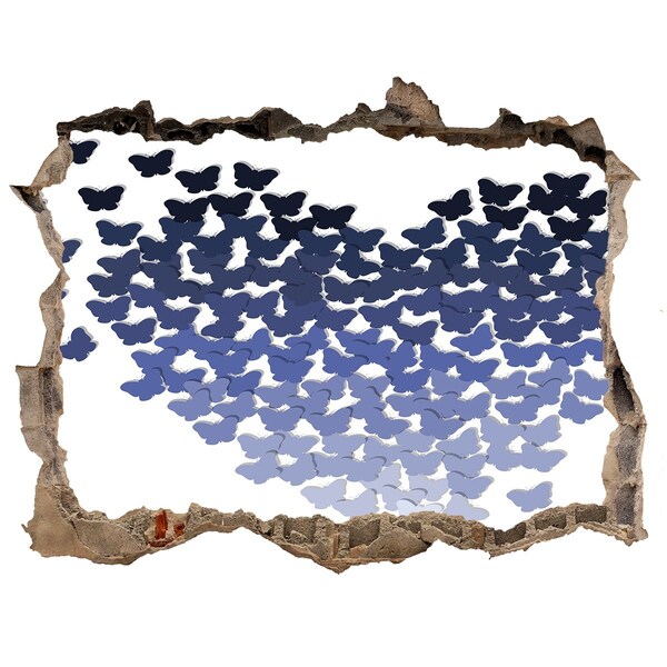 Autocolant 3D gaura cu priveliște Fluturi în adâncurile albastre